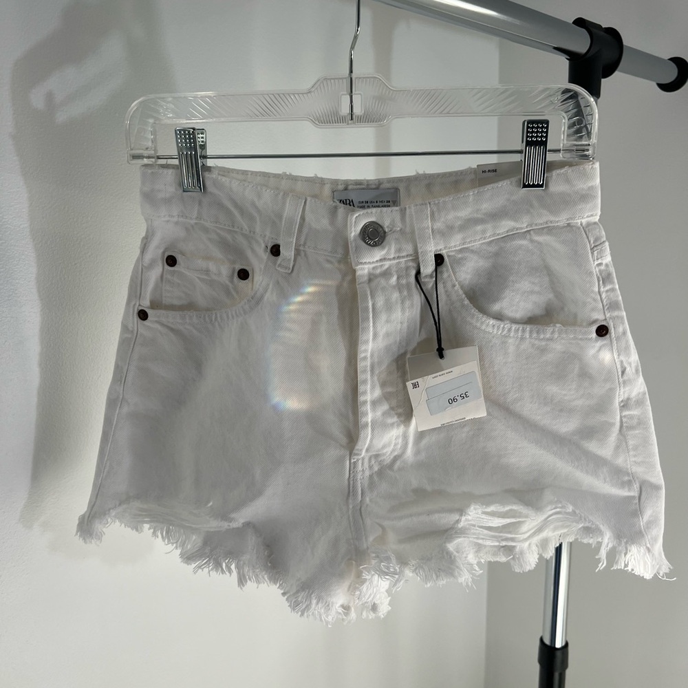 Zara High Waisted White Shorts